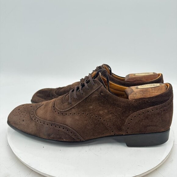 JM Weston Men Size 8.5D Brown Suede Brogue Wingtip Lace Up Oxford Dress Shoes - Picture 2 of 11